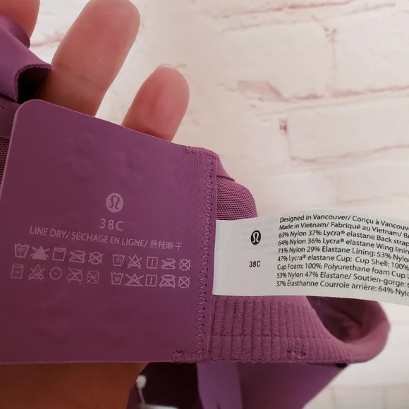 SOLD Lululemon Air Support Bra Womens Size 38C Vintage Plum High Impact Running - Picture 11 of 11